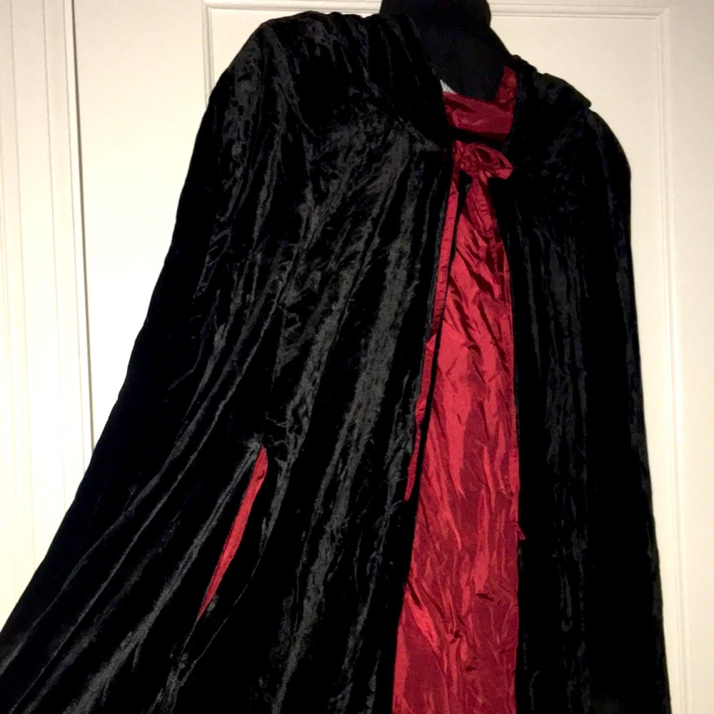 Velvet cape with a hood and arm holes